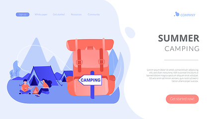 Image showing Summer camping concept landing page.