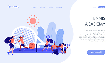 Image showing Tennis camp concept landing page.