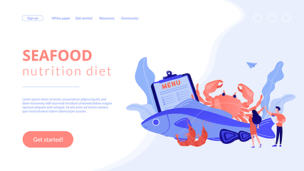 Image showing Seafood menu concept landing page.