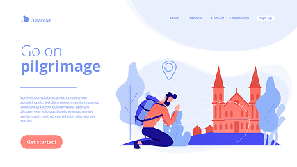 Image showing Christian pilgrimages concept landing page.