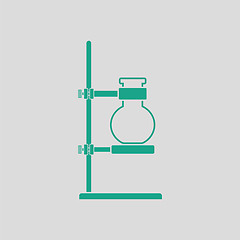 Image showing Icon of chemistry flask griped in stand