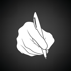 Image showing Hand with pen icon