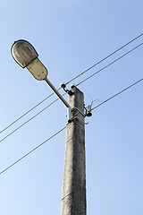 Image showing Electric lines, blue sky