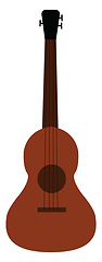 Image showing Simple vector illustration of a brown acoustic guitar white back