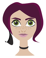 Image showing A young girl with her trendy violet color dyed hair vector color