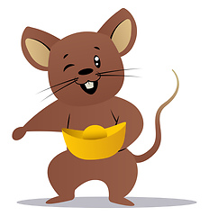 Image showing Cartoon mouse holding hat vector illustartion on white backgroun