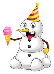 Image showing Snowman with ice cream illustration vector on white background
