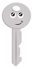 Image showing Light grey smiling key  vector illustration on white background 