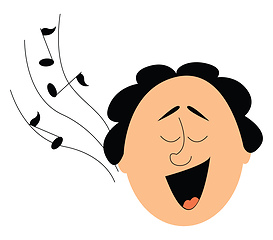 Image showing Portrait of a funny-looking man singing viewed from the front an