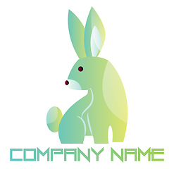 Image showing Baby green and blue rabbit vector logo design on a white backgro