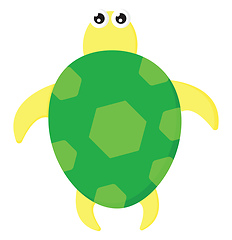 Image showing A cute green and yellow colored cartoon turtle vector or color i