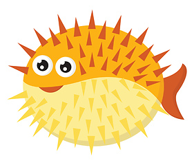 Image showing A yellow-colored cartoon hedgehog fish vector or color illustrat