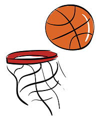 Image showing A basketball and net vector or color illustration