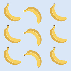 Image showing The pattern of nine yellow bananas over blue background vector o