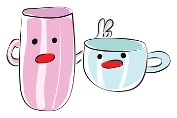 Image showing Emoji of smiling coffee cups vector or color illustration