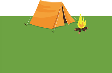 Image showing Clipart of a summer camp with a tent and campfire vector or colo