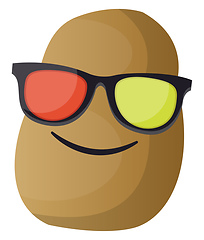 Image showing Cartoon potato wearing sunglasses illustration vector on white b