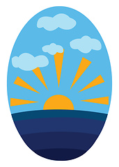 Image showing Yellow sun with blue sky and deep blue water vector illustration