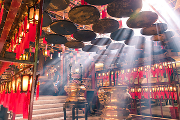 Image showing Central, Hong Kong, 10 May 2017 -: Interior lanterns of the Man 