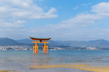 Image showing The great Torii of Itsukushima Shrine.