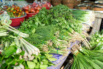 Image showing Fresh vegetable in wet market 