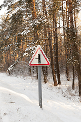 Image showing Winter time road main sign