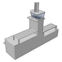 Image showing Simple vector illustration of a grey airport tower white backgro