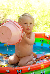 Image showing A girl in the pool