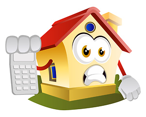 Image showing House is holding calculator, illustration, vector on white backg