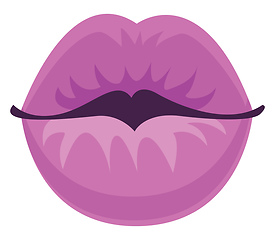 Image showing Purple lips vector illustration on white background.