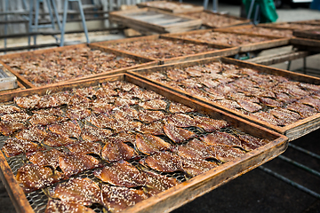 Image showing Drying out of Japanese sesame fish