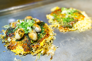 Image showing Okonomiyaki Japanese hot plate pizza