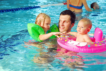 Image showing With the father in the swimming pool