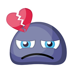 Image showing Sad broken hearted blue emoji face vector illustration on a whit