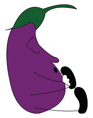 Image showing A cute eggplant emoji sleeping with its eyes closed vector color