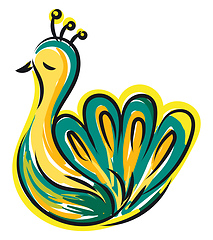 Image showing Blue and yellow peacock vector illustration on white background 