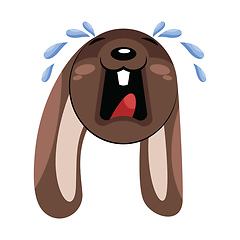 Image showing Sad crying brown dog head vector illustration on a white backgro