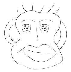 Image showing A doodle of a monkey vector or color illustration