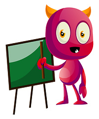 Image showing Devil with blackboard, illustration, vector on white background.