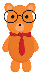 Image showing Clipart of a cute teddy bear wearing a red tie and spectacles ve