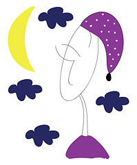 Image showing A boy in purple night clothes vector or color illustration