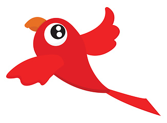 Image showing A cute little cartoon red-colored parrot vector or color illustr