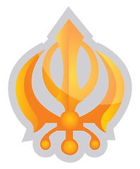 Image showing Yellow symbol of a Sikhism religion vector illustration on a whi