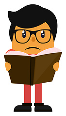 Image showing Man reading a book, illustration, vector on white background.