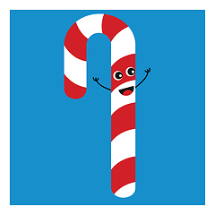 Image showing Simple red and white candy cane smiling vector illustration onwh