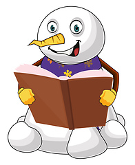 Image showing Reading snowman illustration vector on white background