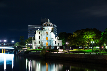 Image showing A bomb dome in Hiroshima of Japan at night