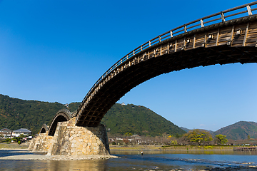 Image showing Wooden Arched Kintai Bridge 