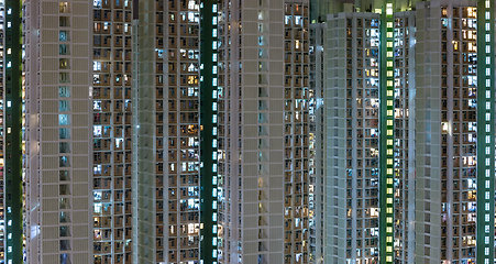 Image showing Public housing building at night