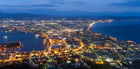 Image showing Hakodate City in sunset